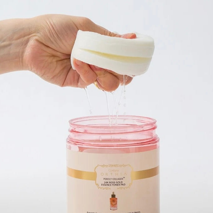 coreana ORTHIA PERFECT COLLAGEN 24K ROSE GOLD ESSENCE TONER PAD