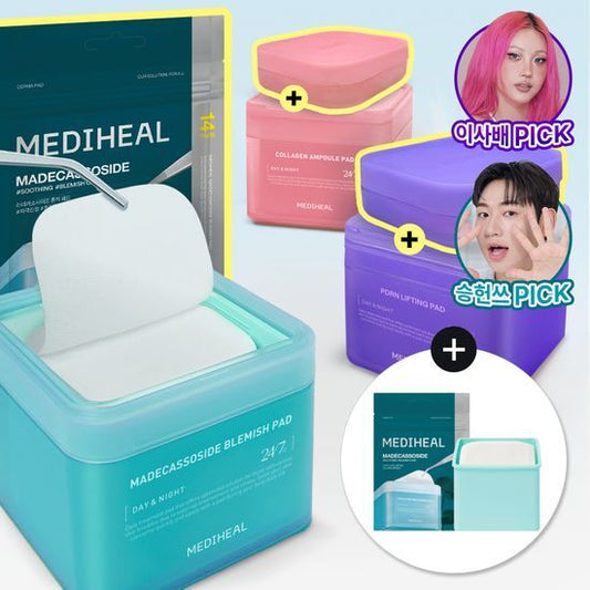 MEDIHEAL Toner Pad 100+100 Sheets (Choose 1 of 3 types: Madecassoside, PDRN, Collagen) [9월 올영픽/특별 기획] 메디힐 토너패드 100+100매 3종 택1 (마데카소사이드, PDRN, 콜라겐)