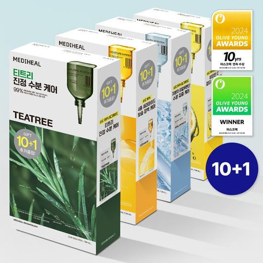 MEDIHEAL Essential Mask Pack 10+1 Sheets – 7 Types (Choose 1) [Sept Olive Young Pick / #1 for 14 Consecutive Years]
