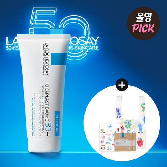 La Roche-Posay Cicaplast Baume B5+ 100ml Set (Includes 1.5ml × 2 + 50th Anniversary Reusable Bag + Limited Sticker) [9월 올영픽] 라로슈포제 시카플라스트 밤 B5+ 100ml 기획 (1.5ml*2 + 50주년 리유저블백 + 리미티드스티커)